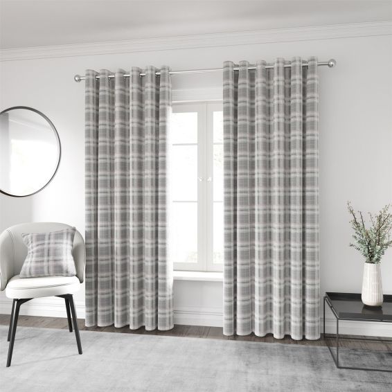 Harriet Check Curtains by Helena Springfield in Blush Grey
