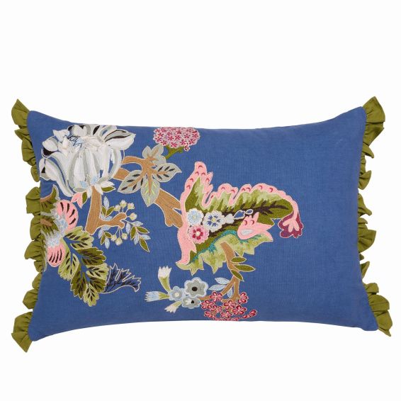 Fusang Tree Floral Cushion by Sanderson in Peacock Blue