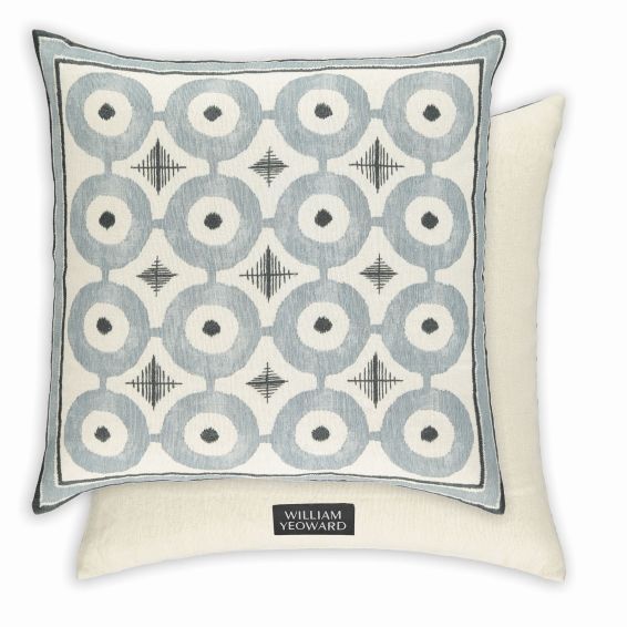 Daria Geometric Embroidered Cushion By William Yeoward in Cloud Grey