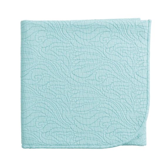 Voysey Quilted Throw by Bedeck of Belfast in Aqua Blue