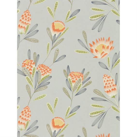 Cayo Wallpaper 111773 by Harlequin in Coral Orange Silver