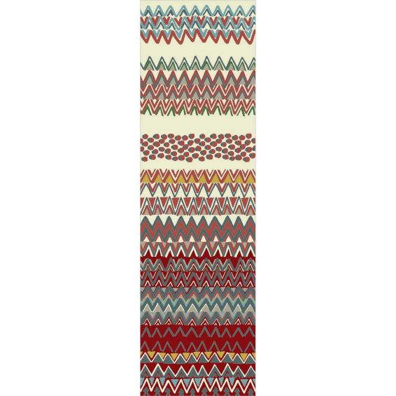 Saffron Wool Runner Rugs 160800 by Ted Baker in Red