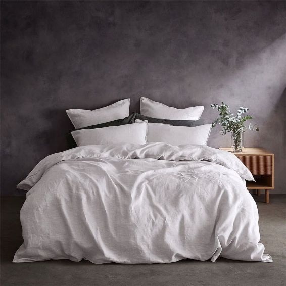 Lazy Linen Bedding Plain White Duvet Cover and Pillowcase