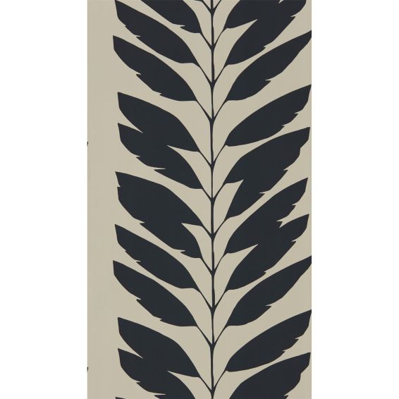 Malva Leaf Wallpaper 111308 by Scion in Liquorice Black