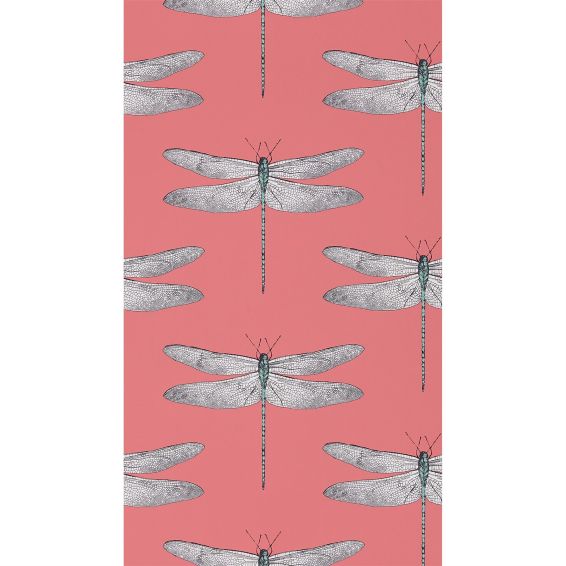 Demoiselle Wallpaper 111245 by Harlequin in Coral Mint Green