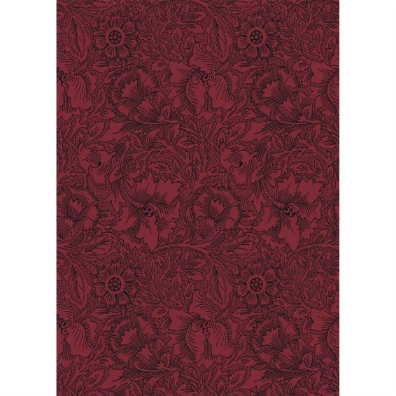 Poppy Wallpaper 216956 by Morris & Co in Claret Red