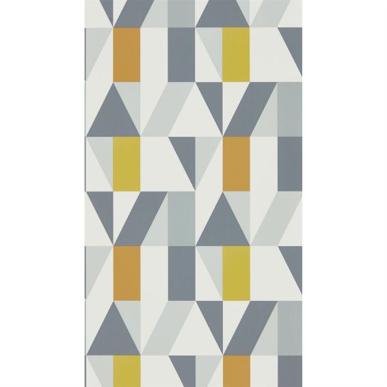 Nuevo Geometric Wallpaper 111832 by Scion in Dandelion Charcoal Brick