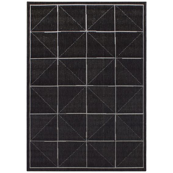 Patio Check PAT07 Geometric Indoor Outdoor Rugs in Charcoal Grey