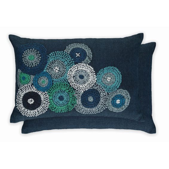 Eliana Geometric Cushion By William Yeoward in Indigo Blue