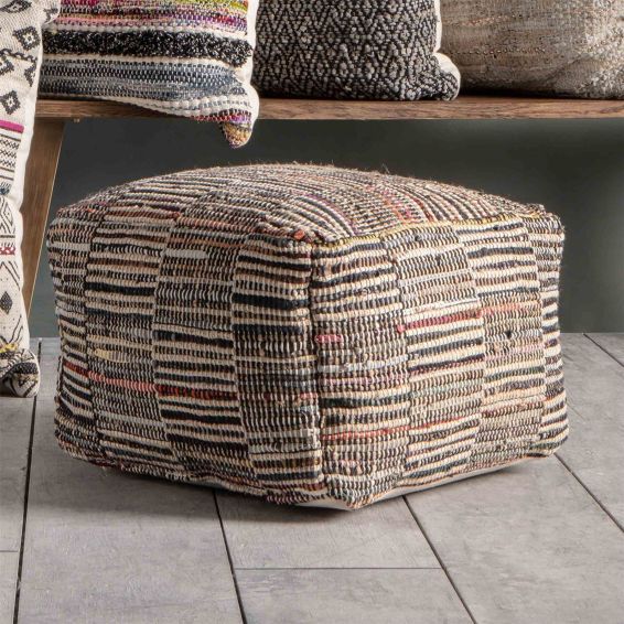 Marseille Pouffe Footstool in Multicolour by Luxe Tapi