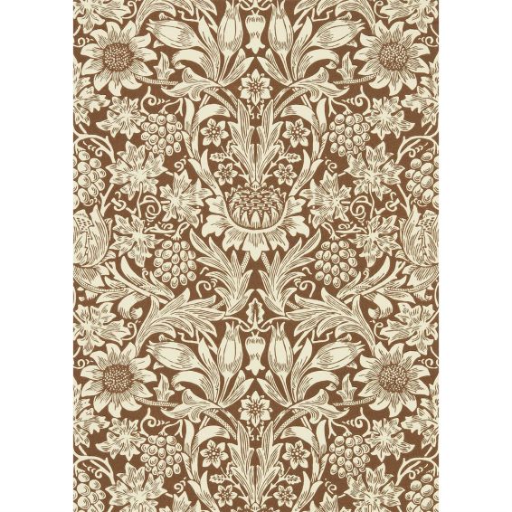 Sunflower Wallpaper 216961 by Morris & Co in Chocolate Cream