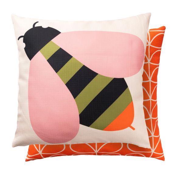 Busy Bee Stem Indoor Outdoor Cushion By Orla Kiely in Pink