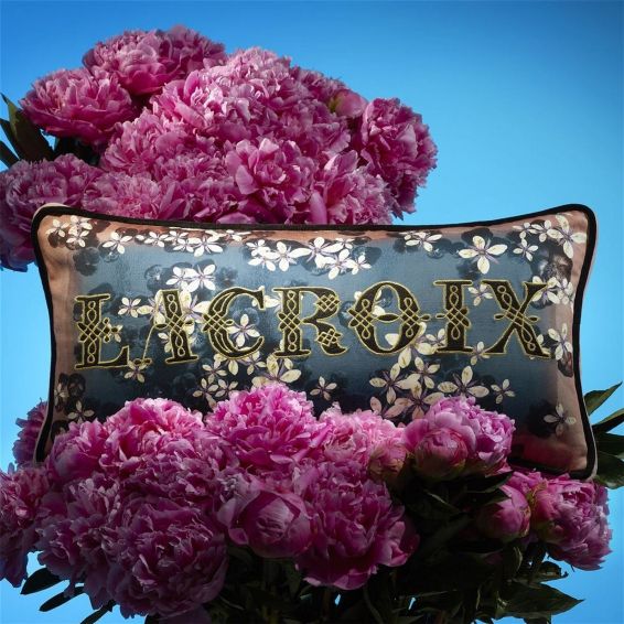 Christian Lacroix Cherry Blossom Cushion in Bleu Denim