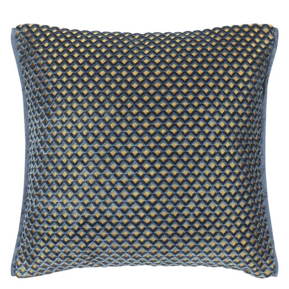 Designers Guild Portland Geometric Cushion in Delft Blue