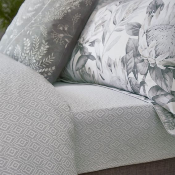 King Protea Fitted Sheet by Sanderson in Linen Grey