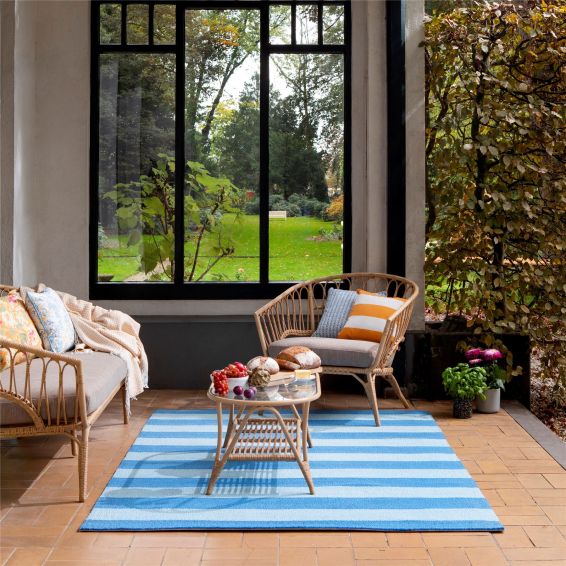 Lille 480008 Indoor Outdoor Rug by Laura Ashley in Sky Blue