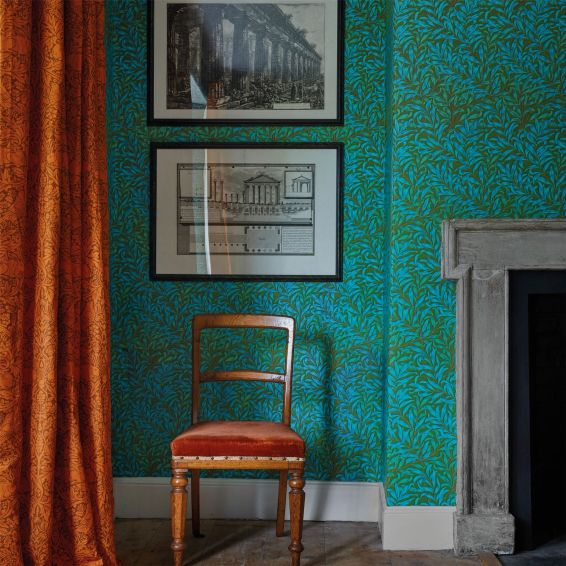 Willow Bough Wallpaper 216952 by Morris & Co in Olive Turquoise