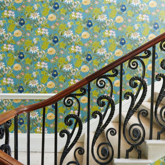 Passiflora Wallpaper W0143 01 by Clarke and Clarke in Chambray Blue