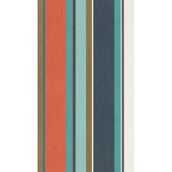 Bella Stripe Wallpaper 111506 by Harlequin in Coral Gold Turquoise