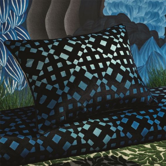 Soft L Aveu Geometric Cushion By Christian Lacroix in Ruisseau Blue