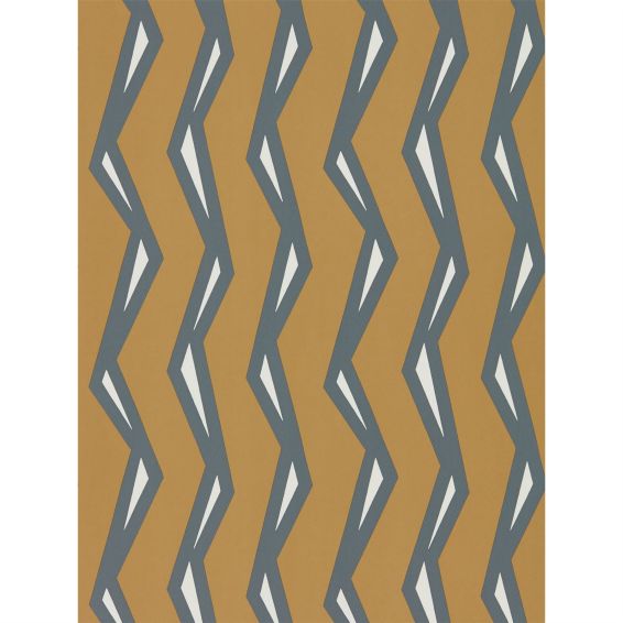 Rayo Zigzag Wallpaper 111816 by Scion in Paprika Charcoal Grey
