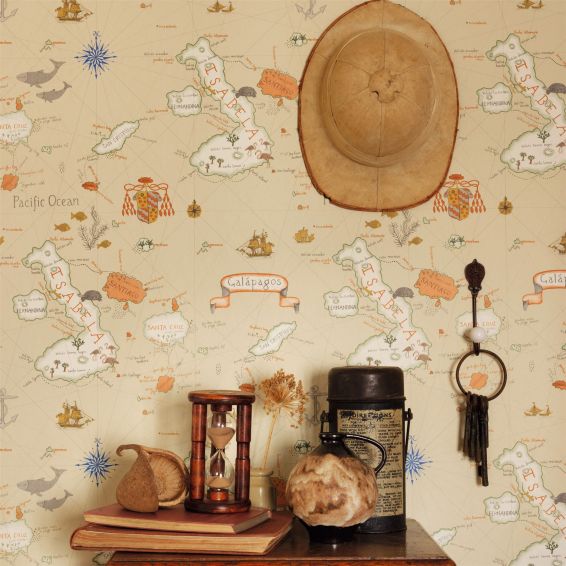 Galapagos Wallpaper 213362 by Sanderson in Parchment White