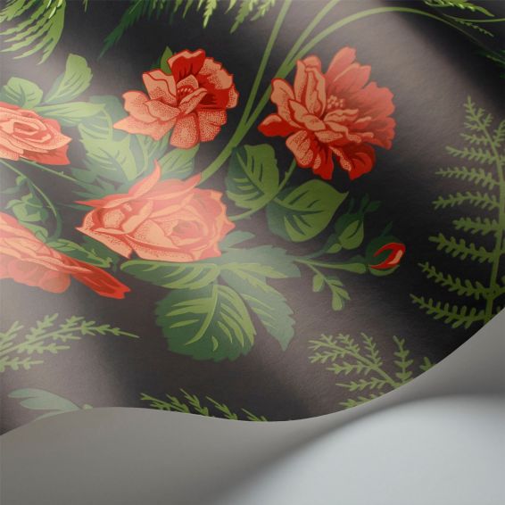 Rose Wallpaper 10030 by Cole & Son in Red Leaf Green