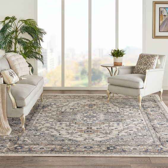 Quarry Modern Print Rugs QUA05 in Ivory Grey by Nourison