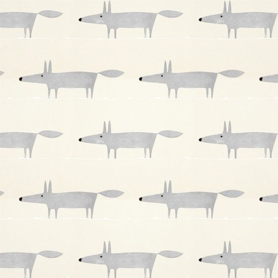 Mr Fox Wallpaper 112270 by Scion in Silver Grey