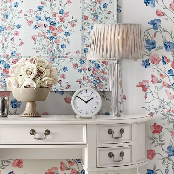 Twyford Small Bedside Clock 115776 by Laura Ashley in Ivory White