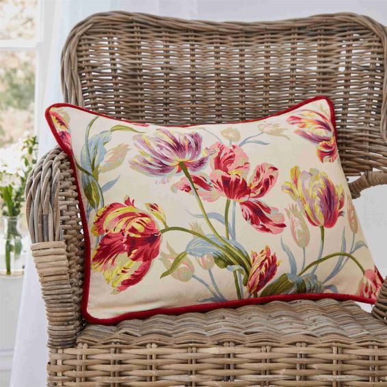 Gosford Floral Cushion by Laura Ashley in Cranberry Red