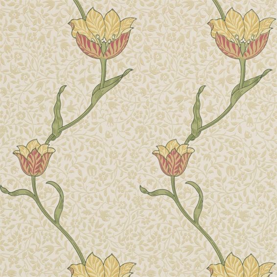 Garden Tulip Wallpaper 210392 by Morris & Co in Russet Lichen