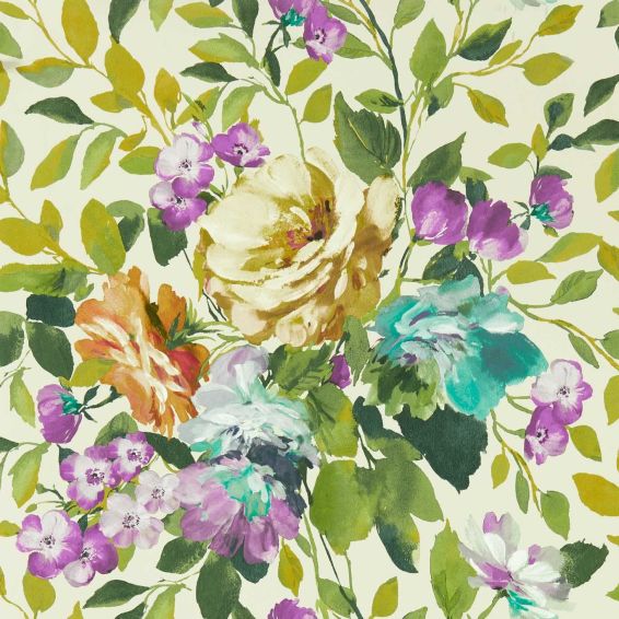 Bloom Wallpaper W0139 01 by Clarke and Clarke in Amethyst Purple