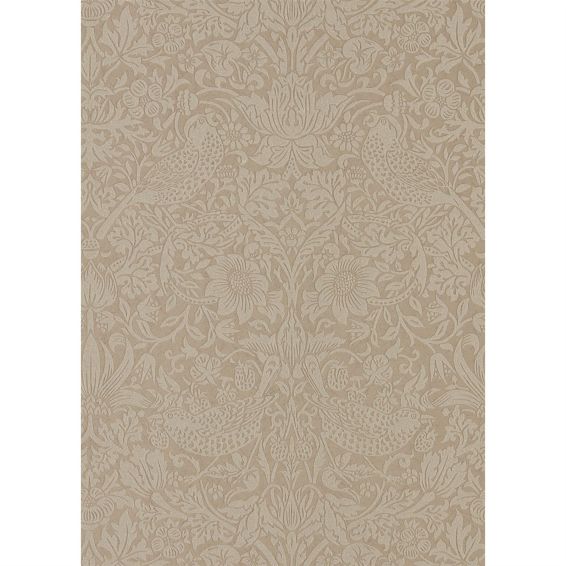 Pure Strawberry Thief Wallpaper 216019 by Morris & Co in Taupe Gilver