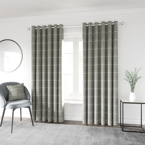 Harper Check Curtains by Helena Springfield in Silver Grey