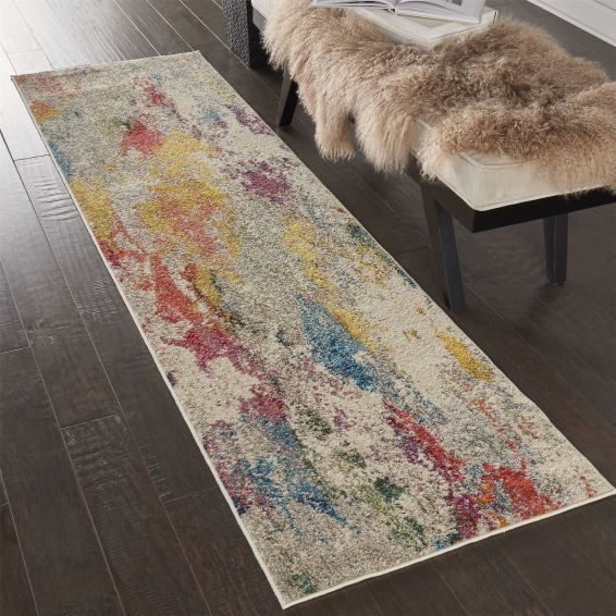 Celestial Modern Abstract Hallway Runner Rug CES12 IVMTC by Nourison
