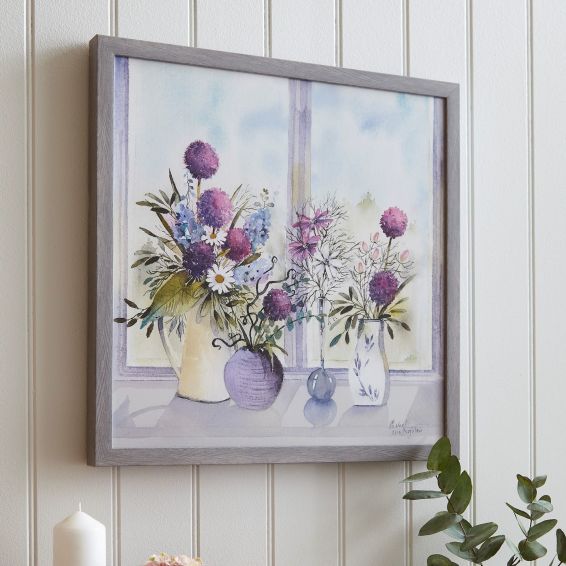 Allium Blooms Framed Print 115041 by Laura Ashley in Pale Iris Purple