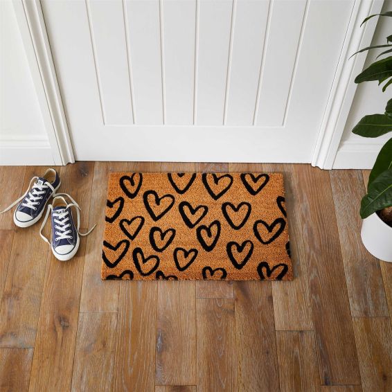 Hearts Coir Doormats in Natural