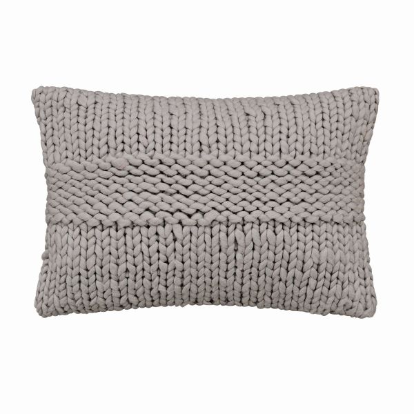 Reset Chunky Knitted Wool Cushion By Katie Piper in Silver Grey