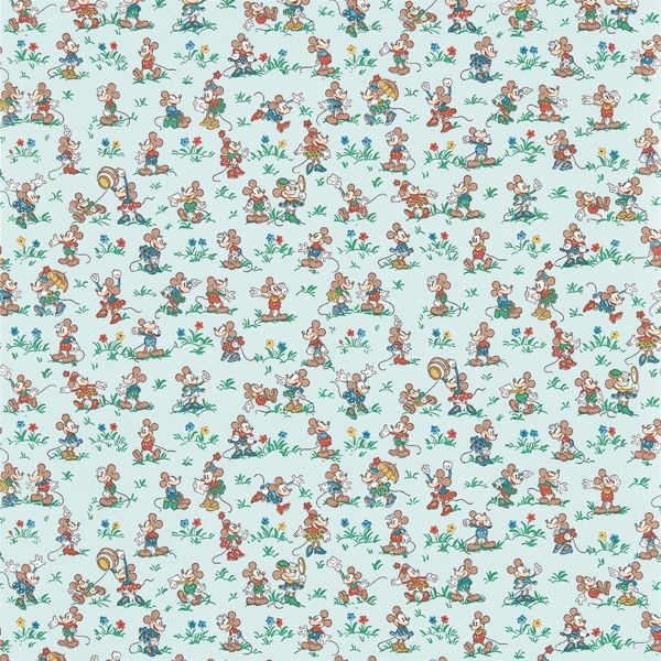 Mickey & Minnie Wallpaper 217264 by Disney Home x Sanderson in Bonbon Blue