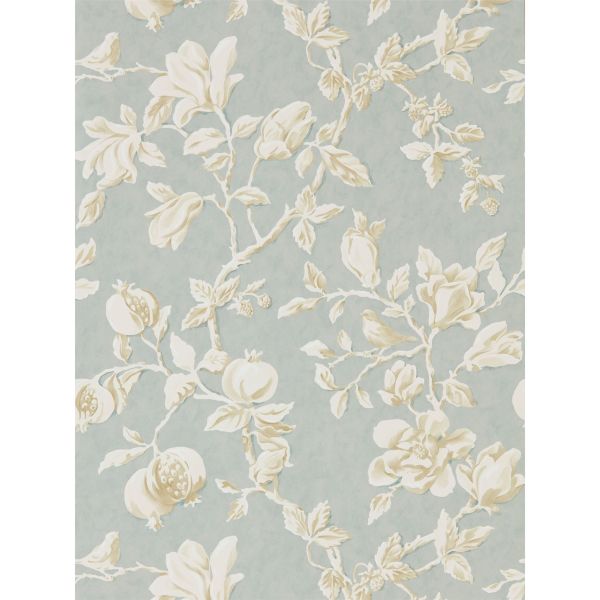 Magnolia and Pomegranate Wallpaper 215724 by Sanderson in Grey Blue Parchment