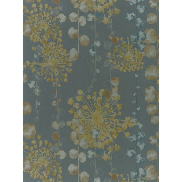 Moku Wallpaper 111650 by Harlequin in Graphite Mustard Yellow