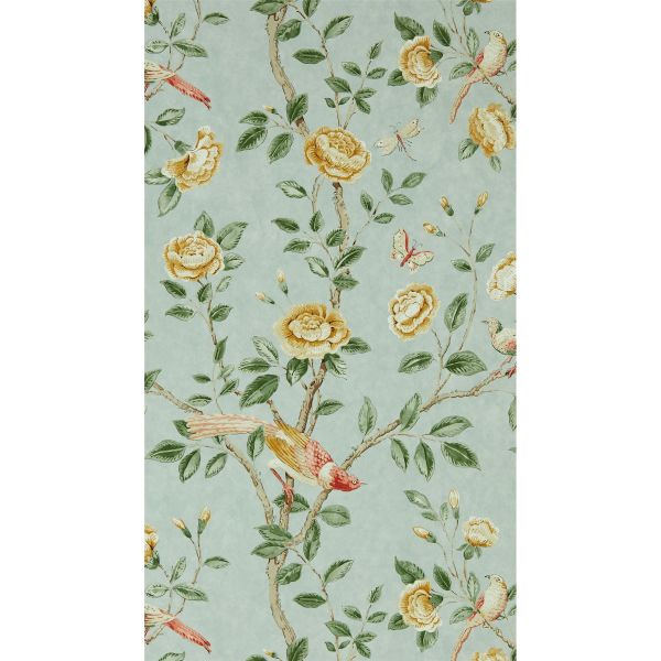 Andhara Floral Wallpaper 216793 by Sanderson in Seaglass Lemon