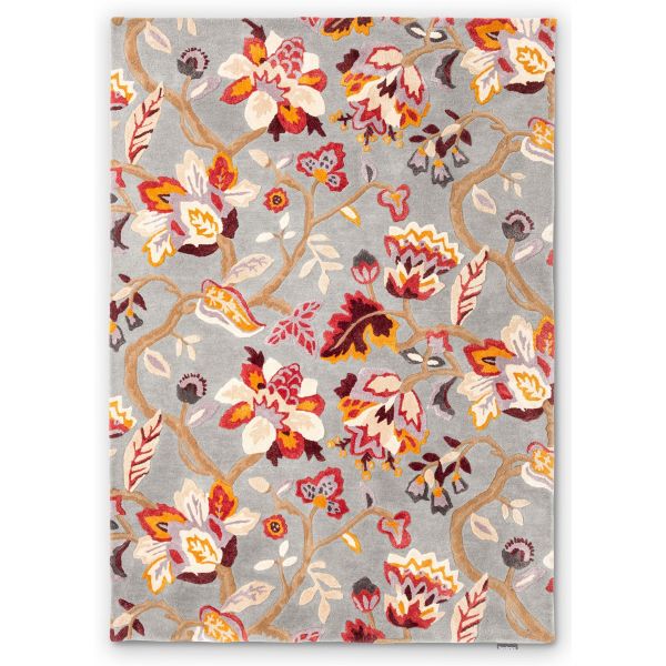 Amanpuri Leaf Wool Rugs By Sanderson in Grey Plum