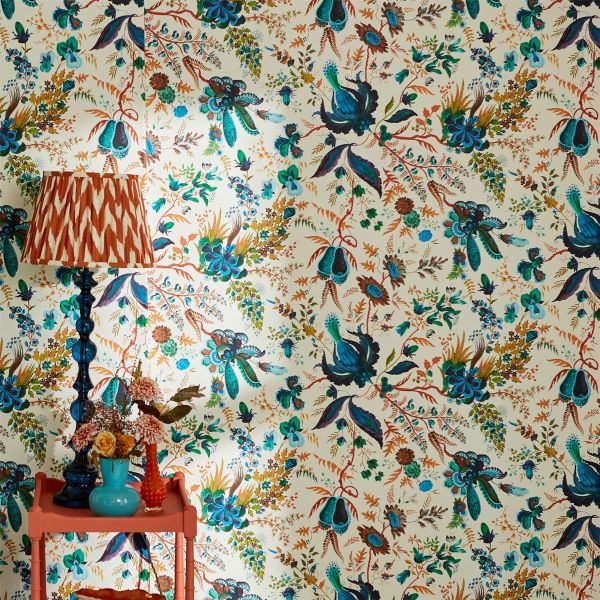 Wonderland Floral Wallpaper 113067 by Harlequin X Sophie Robinson in Lapis Emerald Carnelian