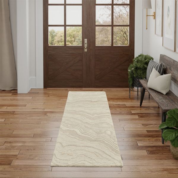 Graceful GRU01 Abstract Wool Runner Rugs by Nourison in Beige