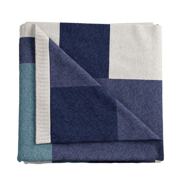 Long Island Patchwork Knit Throw by Helena Springfield in Blue