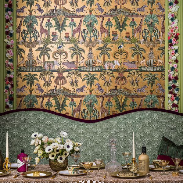 Afrika Kingdom Wallpaper 119 5025 by Cole & Son in Olive Spring Metallic Bronze
