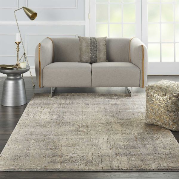 Quarry QUA03 Abstract Distressed Rugs in Beige Grey by Nourison
