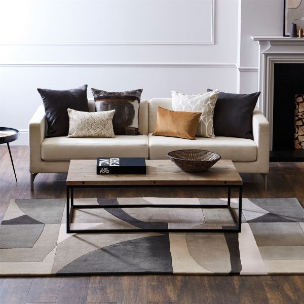 Bodega 40504 Modern Geometric Designer Rugs in Stone by Harlequin